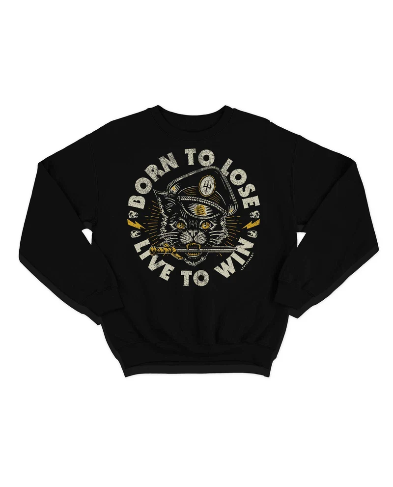 Leviathan Co. x D2fy - Sudadera Clásica Gato "Born To Lose, Live To Win"